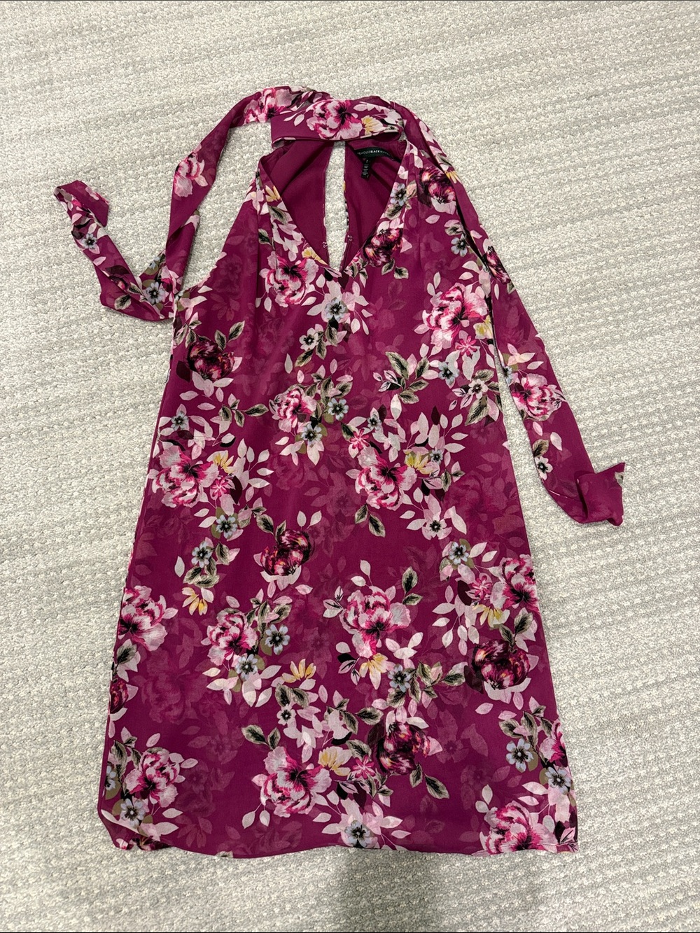 White House Black Market Magenta Floral Midi Dress